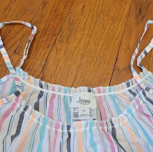 JENNI intimates White/Multicolored Striped Womens Sleepwear Nightgown - Picture 2 of 4